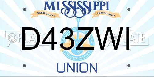 D43ZWI Mississippi License Plate