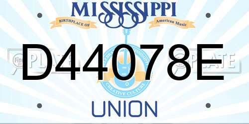 D44078E Mississippi License Plate