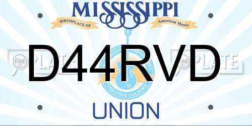 D44RVD Mississippi License Plate