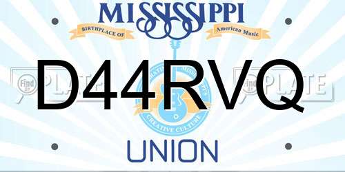 D44RVQ Mississippi License Plate