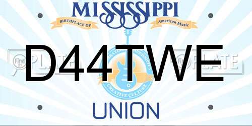 D44TWE Mississippi License Plate