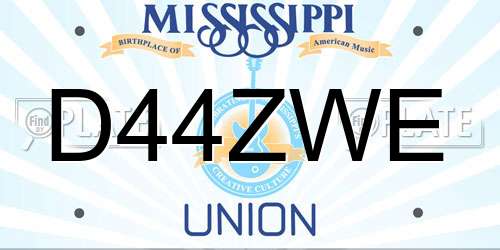 D44ZWE Mississippi License Plate