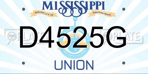 D4525G Mississippi License Plate
