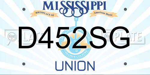 D452SG Mississippi License Plate