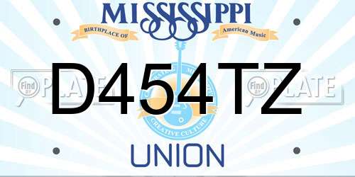 D454TZ Mississippi License Plate