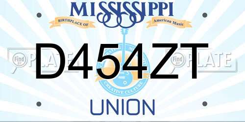 D454ZT Mississippi License Plate