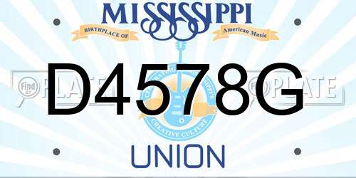 D4578G Mississippi License Plate