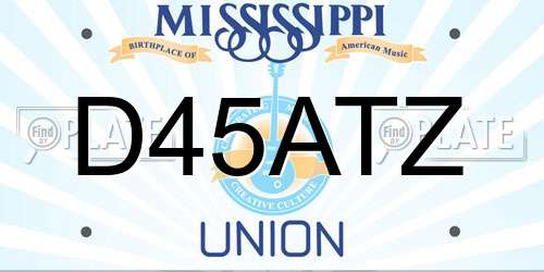 D45ATZ Mississippi License Plate