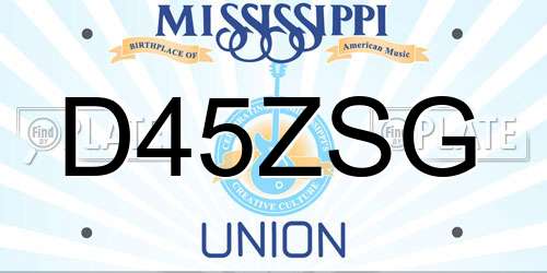 D45ZSG Mississippi License Plate
