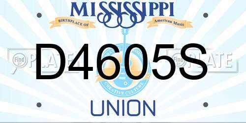 D4605S Mississippi License Plate