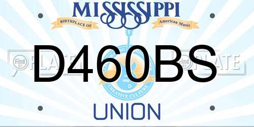 D460BS Mississippi License Plate