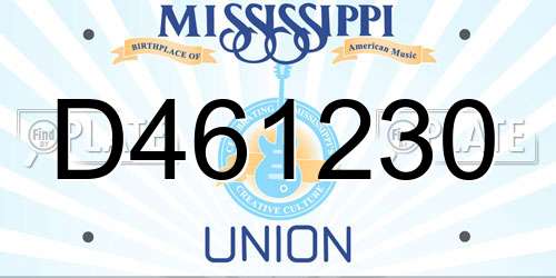 D461230 Mississippi License Plate