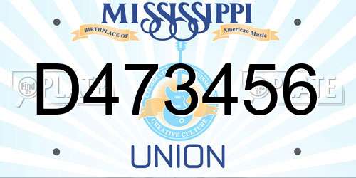D473456 Mississippi License Plate