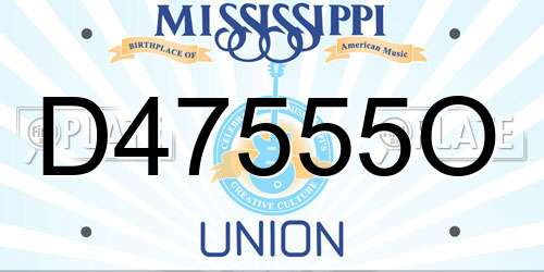 D47555O Mississippi License Plate