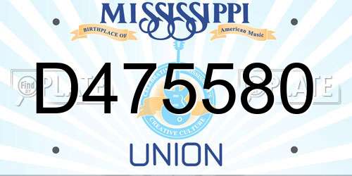 D475580 Mississippi License Plate