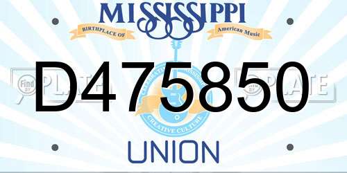 D475850 Mississippi License Plate