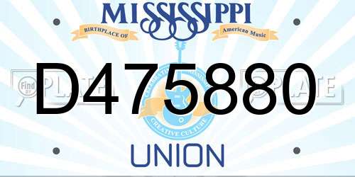 D475880 Mississippi License Plate