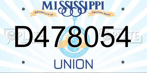D478054 Mississippi License Plate