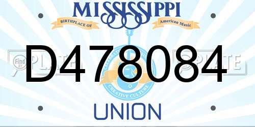 D478084 Mississippi License Plate