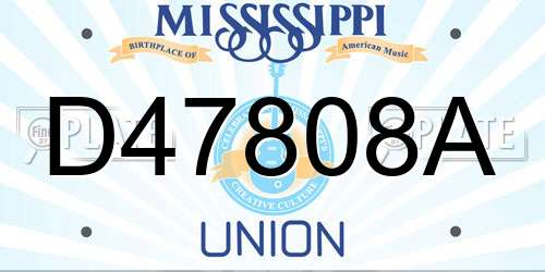 D47808A Mississippi License Plate