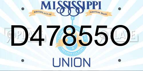 D47855O Mississippi License Plate