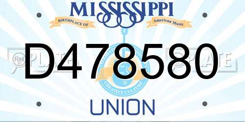 D478580 Mississippi License Plate