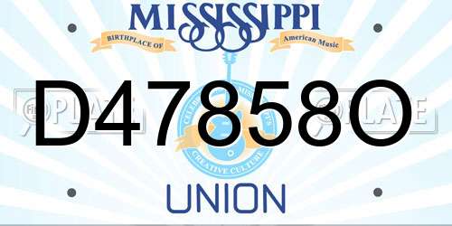 D47858O Mississippi License Plate