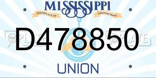 D478850 Mississippi License Plate