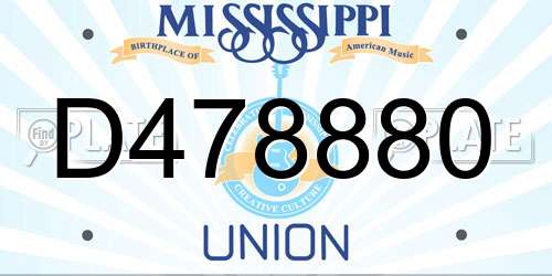 D478880 Mississippi License Plate