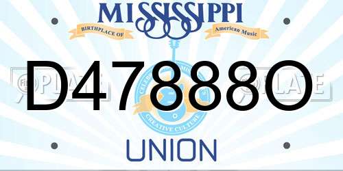 D47888O Mississippi License Plate