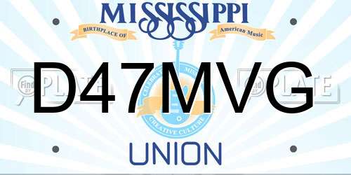 D47MVG Mississippi License Plate