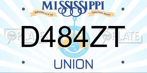 D484ZT Mississippi License Plate