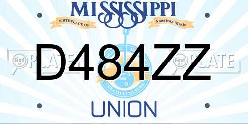 D484ZZ Mississippi License Plate