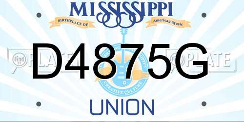 D4875G Mississippi License Plate