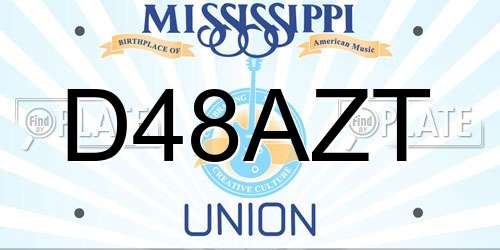D48AZT Mississippi License Plate