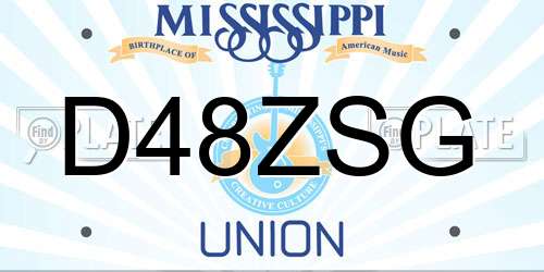 D48ZSG Mississippi License Plate