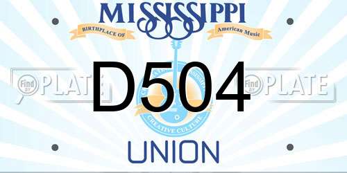 D504 Mississippi License Plate
