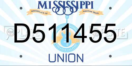 D511455 Mississippi License Plate