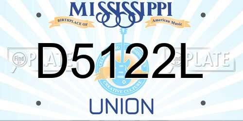 D5122L Mississippi License Plate