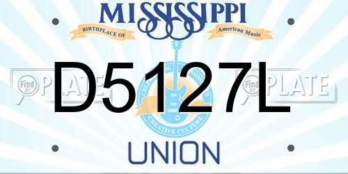 D5127L Mississippi License Plate