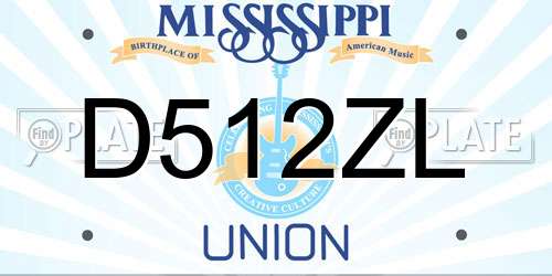 D512ZL Mississippi License Plate