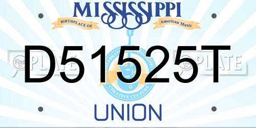 D51525T Mississippi License Plate
