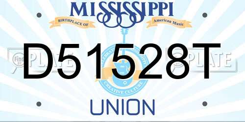 D51528T Mississippi License Plate