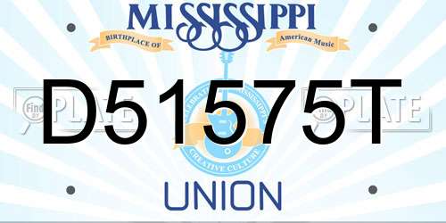 D51575T Mississippi License Plate