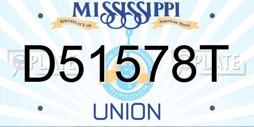 D51578T Mississippi License Plate