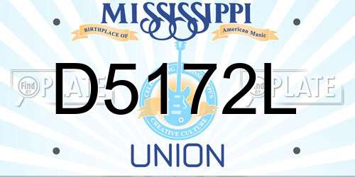 D5172L Mississippi License Plate