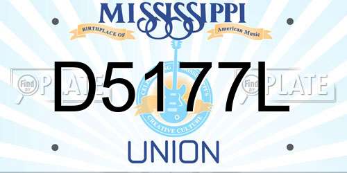 D5177L Mississippi License Plate
