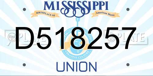 D518257 Mississippi License Plate
