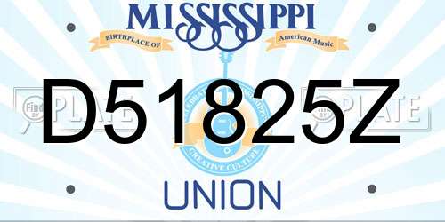 D51825Z Mississippi License Plate