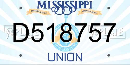 D518757 Mississippi License Plate